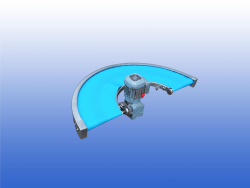 RVS aangedreven 180 graden bandbocht halfrond met Ammeraal Beltech banddek