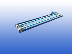 Gebruikte transportband 22 cm met twee aandrijfriemen van 2,5 cm breed