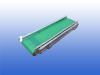 Gebruikte transportband met trechterinworp 34 cm breed en 1.4 meter lang met koprol aandrijving