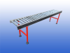 Interroll rollenbaan van 3 meter met stalen rollen op 100 mm en verstelbare hoogte van 80 tot 90 cm