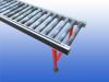 Interroll rollenbaan van 3 meter met stalen rollen op 100 mm en verstelbare hoogte van 80 tot 90 cm