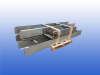RVS transportband van 10,5 meter lang met schakelband van 40 cm breed van het merk Itra Modular Conveyor Belts.