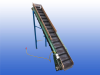Opvoerband met 350 mm bandbreedte, meenemers van 60 mm en uitvoerhoogte van 2 meter