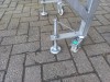 RVS transportband 30 cm breed 2 meter lang met storttrechter en zwenkwielen met rem