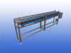 Gebruikte RVS transportband 19 cm breed 3 meter lang met verstelbare zijgeleiding en bufferwerking