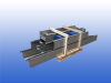 RVS transportband van 10,5 meter lang met schakelband van 40 cm breed van het merk Itra Modular Conveyor Belts.