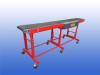 Mobiele transportband van 3.15 meter met 35 cm bandbreedte en onderstel met zwenkwielen.