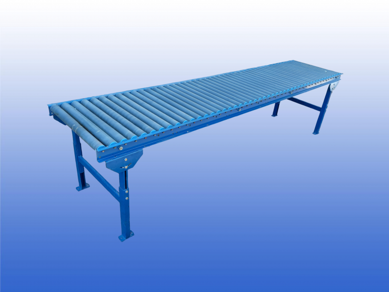 Gebruikte rollenbaan 60 cm rolbreedte 300 cm lang met verstelbare ondersteuningen van 58 tot 90 cm.