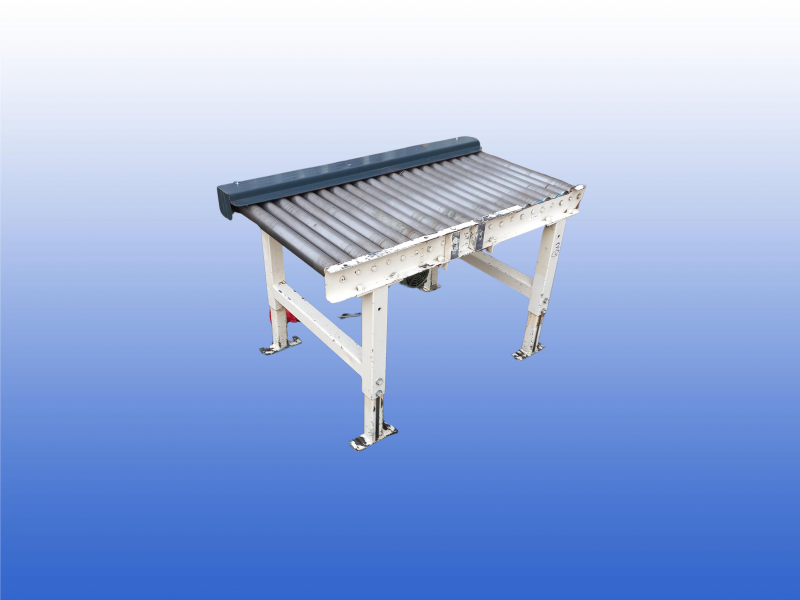 Aangedreven rollenbaan 1 meter met stalen rollen van 450 mm en verstelbare hoogte van 45 tot 65 cm