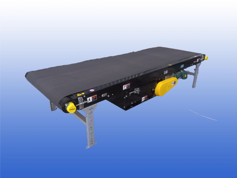 Aangedreven transportband ASI Conveyors 3,3 meter met brede transportband en verstelbare poten