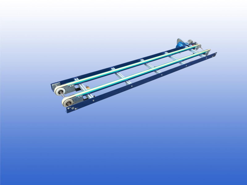 Gebruikte transportband 22 cm met twee aandrijfriemen van 2,5 cm breed