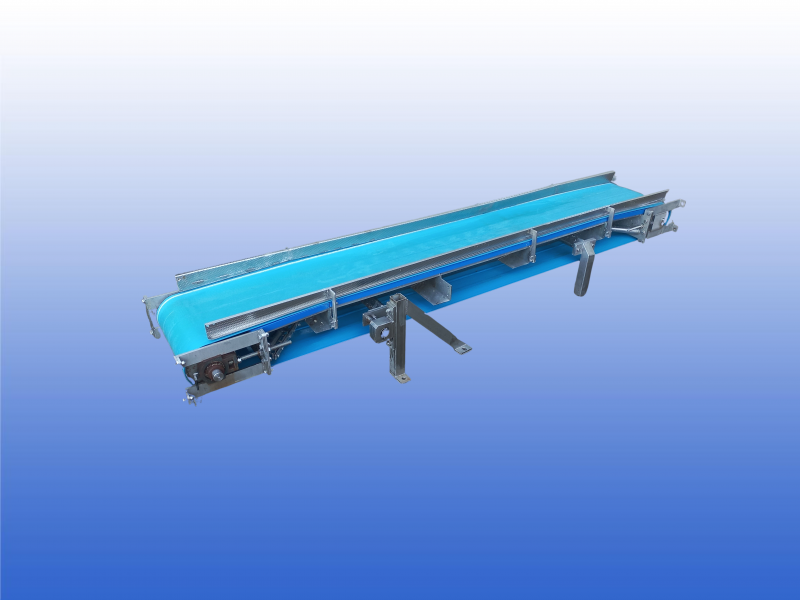 Gebruikte RVS transportband 40 cm breed 2,6 meter met zijgeleiding 5 cm