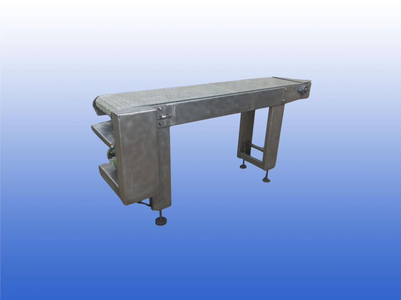 Gebruikte transportband met RVS frame, 40 cm bandbreedte en 2 meter lengte