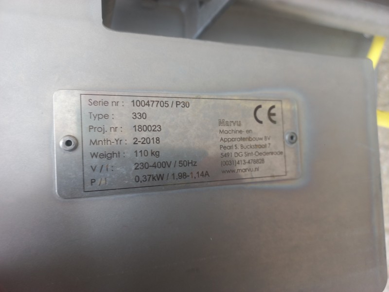 RVS aangedreven schakelband bocht 90 graden Marvu op wielen met 25 cm bandbreedte