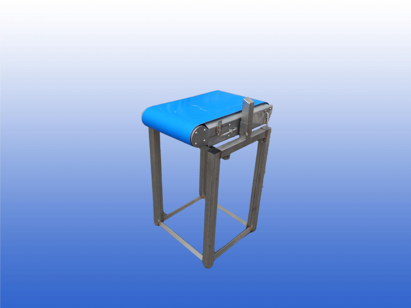Gebruikte RVS transportband 38 cm breed 65 cm lang met hoogteverstelling