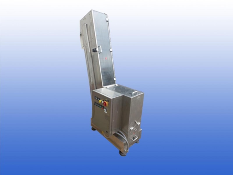 Opvoerband schuin gebruikt 30 cm RVS inox roets vast staal 