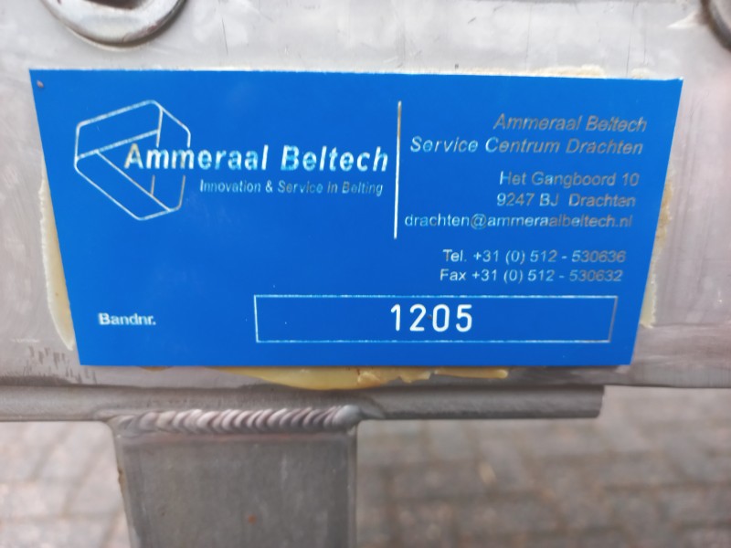 RVS transportband 2,05 meter met 1000 mm band en Ammeraal Beltech banddek