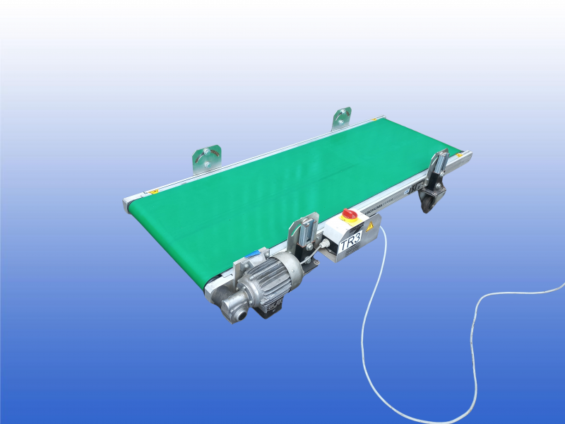 Transportband 1,55 meter lang en 50 cm breed van Schunk met verrijdbaar onderstel