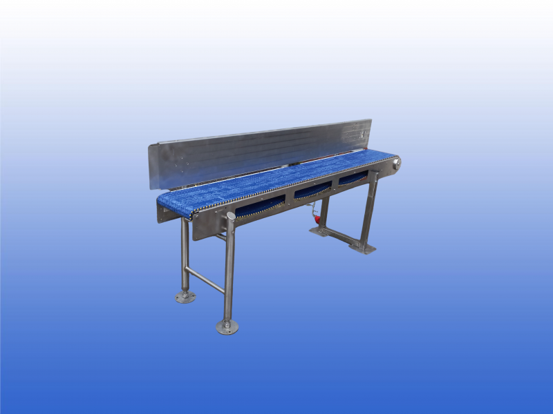 Transportband 2,4 meter met 240 mm band en verstelbare zijgeleiding van 28 cm hoog