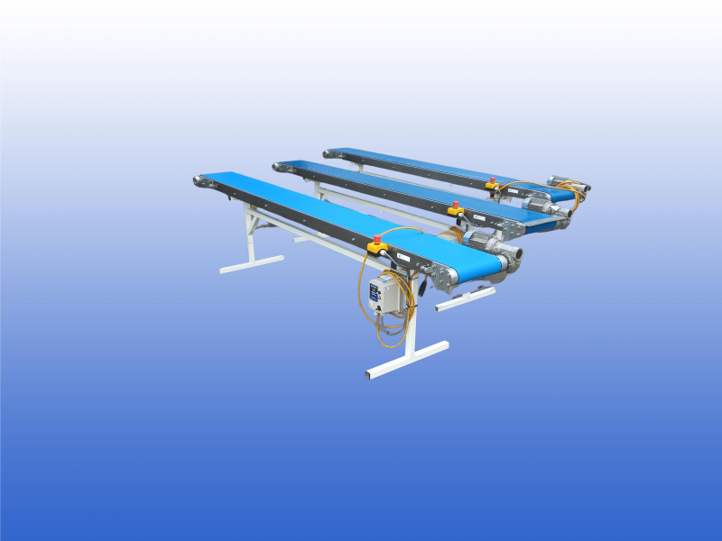 Transportband Bodt Metaaltechniek 3150 mm lang en 270 mm breed met snelheidsgeregelde 230V motor