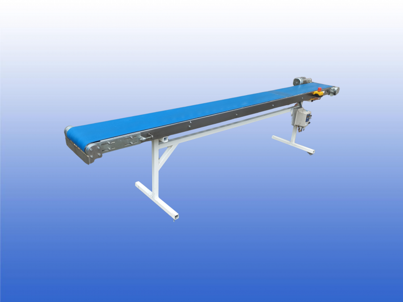 Transportband Bodt Metaaltechniek 3150 mm lang en 270 mm breed met snelheidsgeregelde 230V motor
