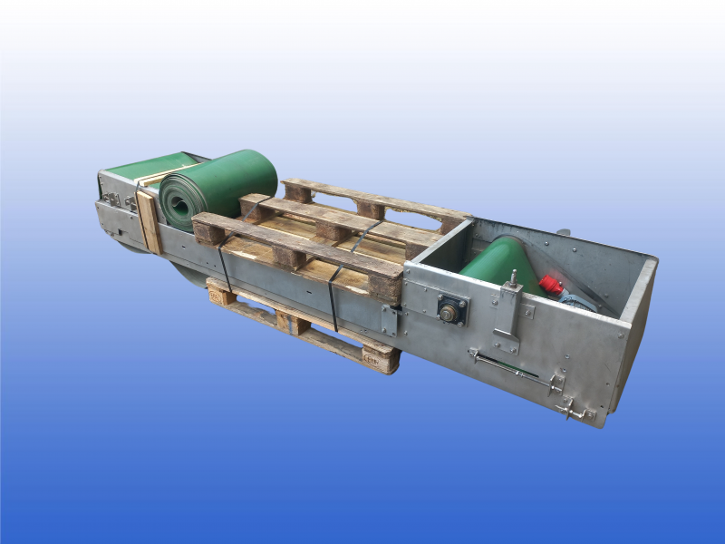 Transportband met RVS roestvrijstalen frame van 22 meter en 55 cm bandbreedte